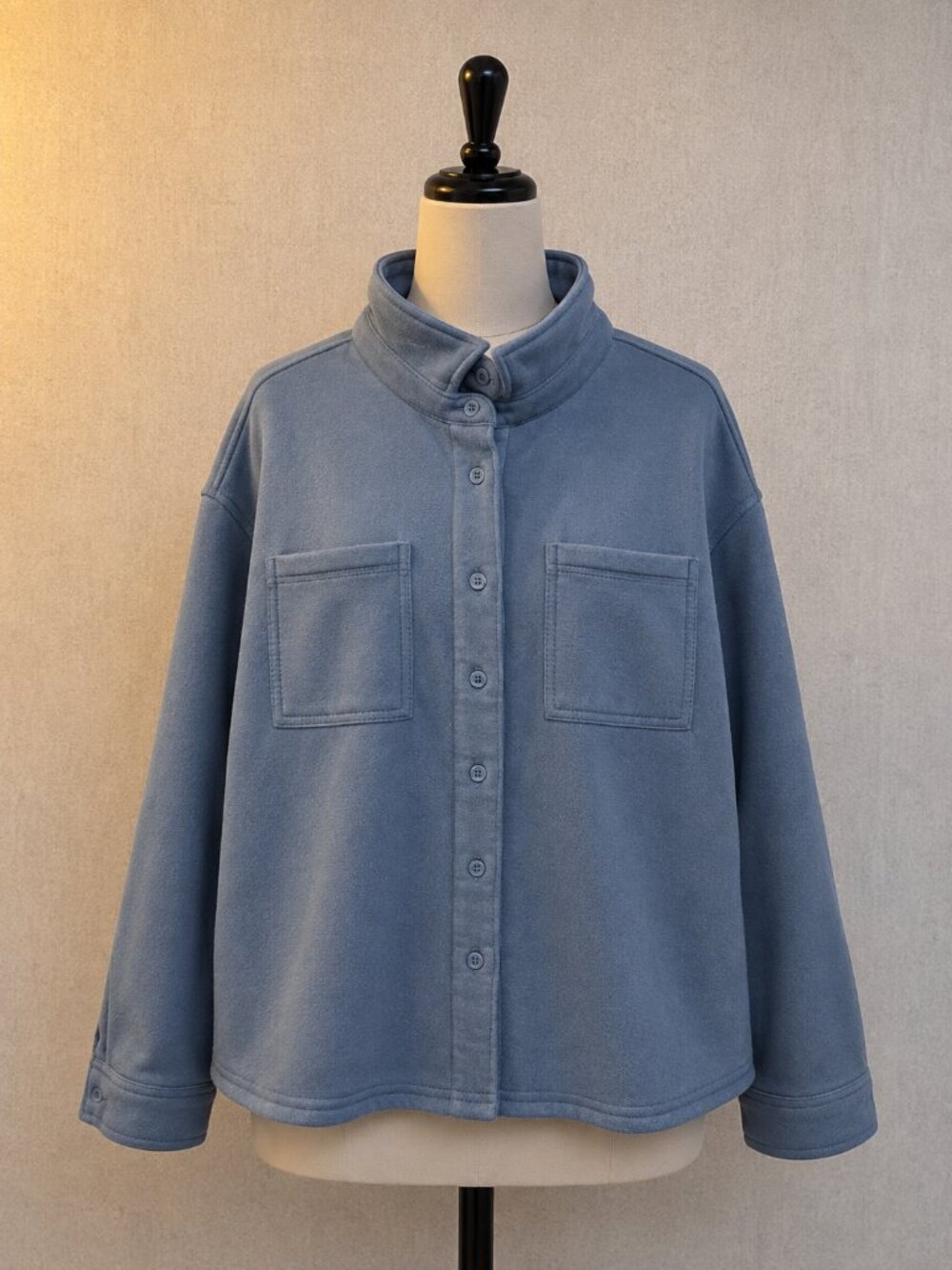 Blue Womens Varsity Jacket with Stand Collar
